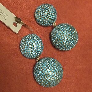Deepa Gurnani Krystal Ball Earrings in Turquoise